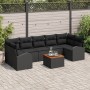 Conjunto de Sofá de Jardín de 8 Piezas con Cojines Negros de Polirratán Acacia de , Sofás de exterior - Ref: Foro24-3347548, ...