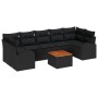 Conjunto de Sofá de Jardín de 8 Piezas con Cojines Negros de Polirratán Acacia de , Sofás de exterior - Ref: Foro24-3347548, ...