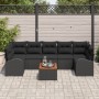 Conjunto de Sofá de Jardín de 8 Piezas con Cojines Negros de Polirratán Acacia de , Sofás de exterior - Ref: Foro24-3347548, ...