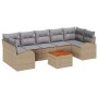 Conjunto de sofá de jardín de 8 piezas con cojines Beige Polirratán Acacia de , Sofás de exterior - Ref: Foro24-3347546, Prec...