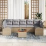 Conjunto de sofá de jardín de 8 piezas con cojines Beige Polirratán Acacia de , Sofás de exterior - Ref: Foro24-3347546, Prec...