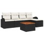 Juego de Sofá de Jardín de 6 Piezas con Cojines Negro Ratán Poli Acacia de , Sofás de exterior - Ref: Foro24-3347565, Precio:...