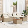 Conjunto de Sofá de Jardín de 6 piezas con Cojines Beige de Poliratán Acacia de , Sofás de exterior - Ref: Foro24-3347568, Pr...