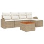 Conjunto de Sofá de Jardín de 6 piezas con Cojines Beige de Poliratán Acacia de , Sofás de exterior - Ref: Foro24-3347568, Pr...