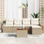 Conjunto de Sofá de Jardín de 6 piezas con Cojines Beige de Poliratán Acacia de , Sofás de exterior - Ref: Foro24-3347568, Pr...