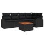 Juego de sofá de 6 piezas con cojines Negro Polirratán Acacia de , Sofás de exterior - Ref: Foro24-3347583, Precio: 388,02 €,...