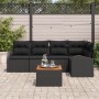 Juego de sofá de 6 piezas con cojines Negro Polirratán Acacia de , Sofás de exterior - Ref: Foro24-3347583, Precio: 388,02 €,...