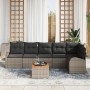 Conjunto de Sofá de Jardín de 7 Piezas con Cojines Gris Poli Ratán Acacia de , Sofás de exterior - Ref: Foro24-3347587, Preci...