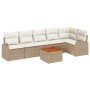 Set de Sofá de Jardín de 7 Piezas con Cojines Beige Ratán Poli Acacia de , Sofás de exterior - Ref: Foro24-3347589, Precio: 4...