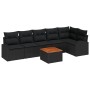 Conjunto de Sofás de Jardín de 7 Piezas con Cojines Negro Poliratán Acacia de , Sofás de exterior - Ref: Foro24-3347590, Prec...