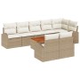 Conjunto de Sofás de Jardín de 9 piezas con Cojines Beige de Polirratán Acacia de , Sofás de exterior - Ref: Foro24-3347596, ...