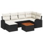 Conjunto de Sofás de Jardín de 7 Piezas con Cojines Negro Ratán Poliéster Acacia de , Sofás de exterior - Ref: Foro24-3347600...