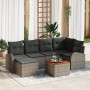 Juego de Sofá de Jardín de 7 Piezas con Cojines Gris Ratán Poliéster Acacia de , Sofás de exterior - Ref: Foro24-3347601, Pre...