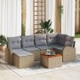 Conjunto de Sofá de Jardín de 7 Piezas con Cojines Beige Poliratán Acacia de , Sofás de exterior - Ref: Foro24-3347602, Preci...