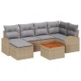 Conjunto de Sofá de Jardín de 7 Piezas con Cojines Beige Poliratán Acacia de , Sofás de exterior - Ref: Foro24-3347602, Preci...