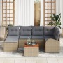 Conjunto de Sofá de Jardín de 7 Piezas con Cojines Beige Poliratán Acacia de , Sofás de exterior - Ref: Foro24-3347602, Preci...