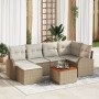 Juego de Sofá de Jardín de 7 Piezas con Cojines Beige Poliratán Acacia de , Sofás de exterior - Ref: Foro24-3347603, Precio: ...
