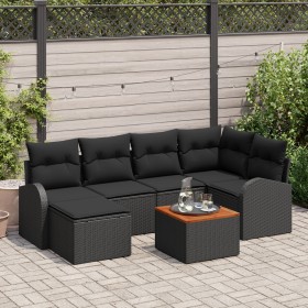 Conjunto de Sofá de Jardín de 7 Piezas con Cojines Negros de Poliratán de , Sofás de exterior - Ref: Foro24-3347604, Precio: ...