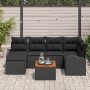 Conjunto de Sofá de Jardín de 7 Piezas con Cojines Negros de Poliratán de , Sofás de exterior - Ref: Foro24-3347604, Precio: ...