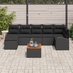Conjunto de Sofá de Jardín de 8 Piezas con Cojines Negros de Poliratán de , Sofás de exterior - Ref: Foro24-3347611, Precio: ...