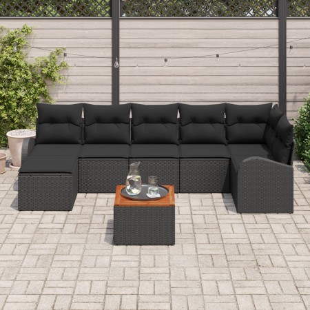 Conjunto de Sofá de Jardín de 8 Piezas con Cojines Negros de Poliratán de , Sofás de exterior - Ref: Foro24-3347611, Precio: ...