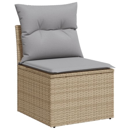 Juego de Sofás de Jardín de 10 Piezas con Cojines Beige Ratán Poliéster Acacia de , Sofás de exterior - Ref: Foro24-3347623, ...