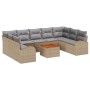 Juego de Sofás de Jardín de 10 Piezas con Cojines Beige Ratán Poliéster Acacia de , Sofás de exterior - Ref: Foro24-3347623, ...