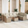 Juego de Sofá de Jardín de 10 Piezas con Cojines Beige Ratán Sintético Acacia de , Sofás de exterior - Ref: Foro24-3347624, P...