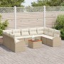 Juego de Sofá de Jardín de 10 Piezas con Cojines Beige Ratán Sintético Acacia de , Sofás de exterior - Ref: Foro24-3347624, P...