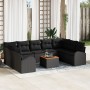 Juego de Sofá de Jardín de 10 Piezas con Cojines Negro Polirratán Acacia de , Sofás de exterior - Ref: Foro24-3347625, Precio...