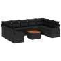 Juego de Sofá de Jardín de 10 Piezas con Cojines Negro Polirratán Acacia de , Sofás de exterior - Ref: Foro24-3347625, Precio...