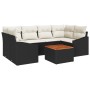 Conjunto de Sofás de 7 Piezas con Cojines Negros de Ratan Poliéster y Acacia de , Sofás de exterior - Ref: Foro24-3347782, Pr...