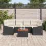 Conjunto de Sofás de 7 Piezas con Cojines Negros de Ratan Poliéster y Acacia de , Sofás de exterior - Ref: Foro24-3347782, Pr...