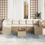 Conjunto de Sofá de Jardín de 8 Piezas con Cojines Beige de Ratán Poliéster de , Sofás de exterior - Ref: Foro24-3347799, Pre...