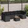Juego de sofá de jardín Conjunto de 8 Negro Ratán y madera de , Sofás de exterior - Ref: Foro24-3347800, Precio: 528,03 €, De...