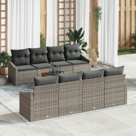 Juego de Sofá de Jardín de 9 Piezas con Cojines en Gris de Ratán Poliéster de , Sofás de exterior - Ref: Foro24-3347804, Prec...