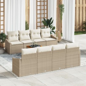 Conjunto de Sofás de Jardín de 9 piezas con Cojines Beige Poliratán Acacia de , Sofás de exterior - Ref: Foro24-3347806, Prec...