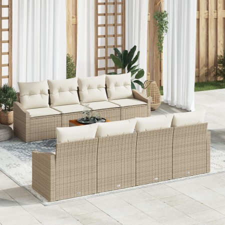 Conjunto de Sofás de Jardín de 9 piezas con Cojines Beige Poliratán Acacia de , Sofás de exterior - Ref: Foro24-3347806, Prec...