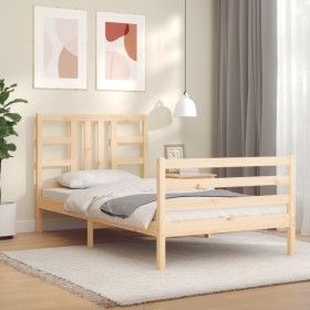 Estructura de cama con cabecero madera maciza 90x200 cm de vidaXL, Camas y somieres - Ref: Foro24-3193906, Precio: 90,11 €, D...