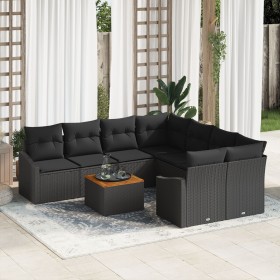 Conjunto de Sofá de Jardín de 9 Piezas con Cojines Ratan Negro de , Sofás de exterior - Ref: Foro24-3347814, Precio: 565,49 €...