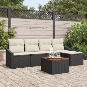 Conjunto de Sofás de Jardín de 6 Piezas con Cojines Negro Poliratán Acacia de , Sofás de exterior - Ref: Foro24-3347817, Prec...