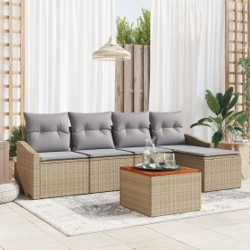 Conjunto de Sofá de Jardín de 6 Piezas con Cojines Beige Ratán Sintético de , Sofás de exterior - Ref: Foro24-3347819, Precio...