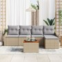 Conjunto de Sofá de Jardín de 6 Piezas con Cojines Beige Ratán Sintético de , Sofás de exterior - Ref: Foro24-3347819, Precio...