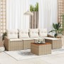 Conjunto de Sofás de Jardín de 6 Piezas con Cojines Beige de Poliratán Acacia de , Sofás de exterior - Ref: Foro24-3347820, P...