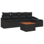 Conjunto de Sofás de Jardín de 6 Piezas con Cojines Negro Ratán Poli Acacia de , Sofás de exterior - Ref: Foro24-3347821, Pre...