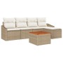 Conjunto de Sofás de Jardín de 6 Piezas con Cojines Beige de Poliratán Acacia de , Sofás de exterior - Ref: Foro24-3347820, P...