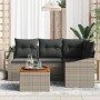 Juego de Sofá de 5 Piezas para Jardín con Cojines Gris Ratán Sintético Acacia de , Sofás de exterior - Ref: Foro24-3347825, P...
