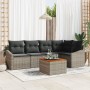 Conjunto de sofá de jardín de 6 piezas con cojines gris de poliratán de acacia de , Sofás de exterior - Ref: Foro24-3347832, ...