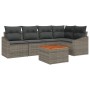 Conjunto de sofá de jardín de 6 piezas con cojines gris de poliratán de acacia de , Sofás de exterior - Ref: Foro24-3347832, ...