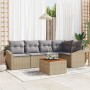 Juego de Sofá de Jardín de 6 Piezas con Cojines Beige Ratán Polietileno de , Sofás de exterior - Ref: Foro24-3347833, Precio:...
